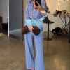 Blue Cotton Stripe Jogger