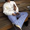 Blue Cotton Stripe Jogger