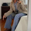 Blue Cotton Stripe Jogger
