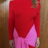 Red and Pink Afia Midi Dress