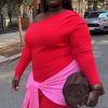 Red and Pink Afia Midi Dress
