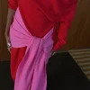 Red and Pink Afia Midi Dress