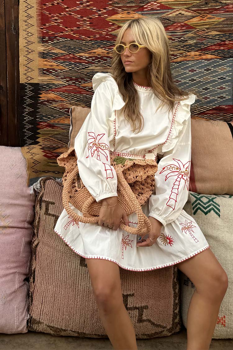 Cream And Red Pollenca Mini Dress