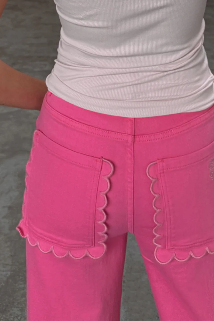 7112-pink-denim-scallop-detail-jeans-4.webp Pink Denim Scallop Detail Jeans