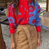 Blue and Red Holly Cardigan