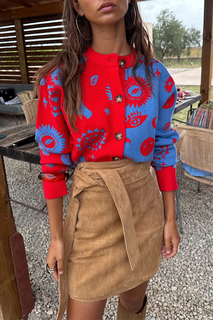 Blue and Red Holly Cardigan