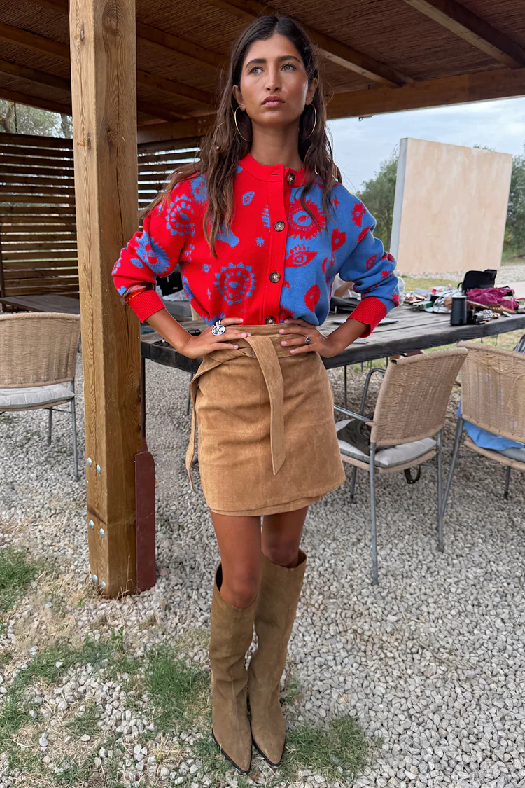 Blue and Red Holly Cardigan
