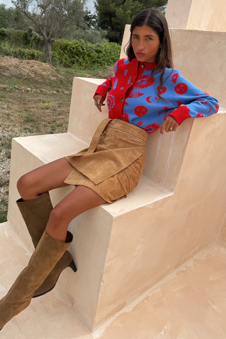Blue and Red Holly Cardigan