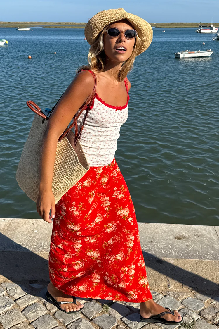 7392-dir-1679091c5a88-6-variation-2.webp Red Floral Midi Skirt
