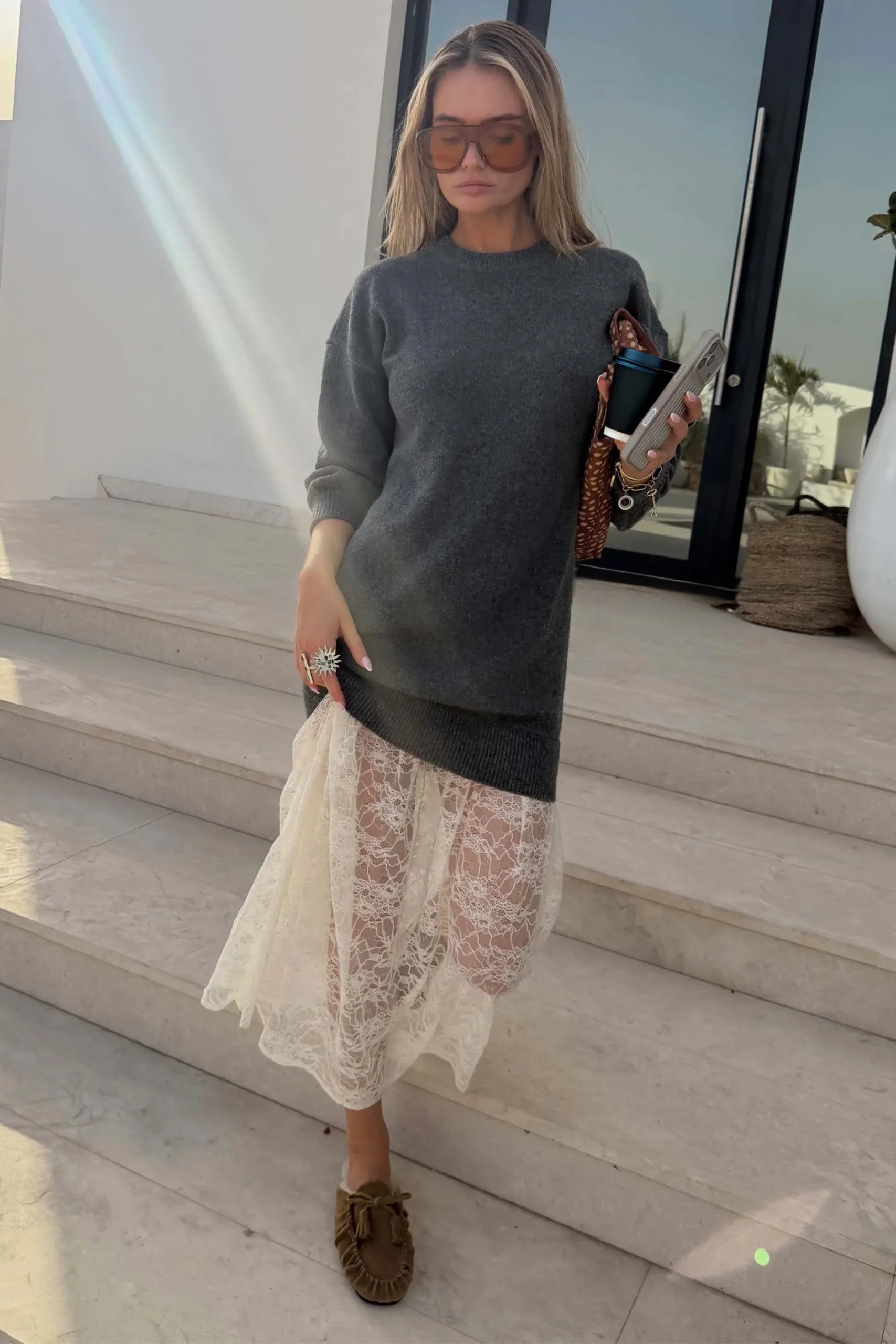 7546-grey-knit-jumper-dress-with-sheer-lace-skirt-5.webp Grey Knit Jumper Dress with Sheer Lace Skirt