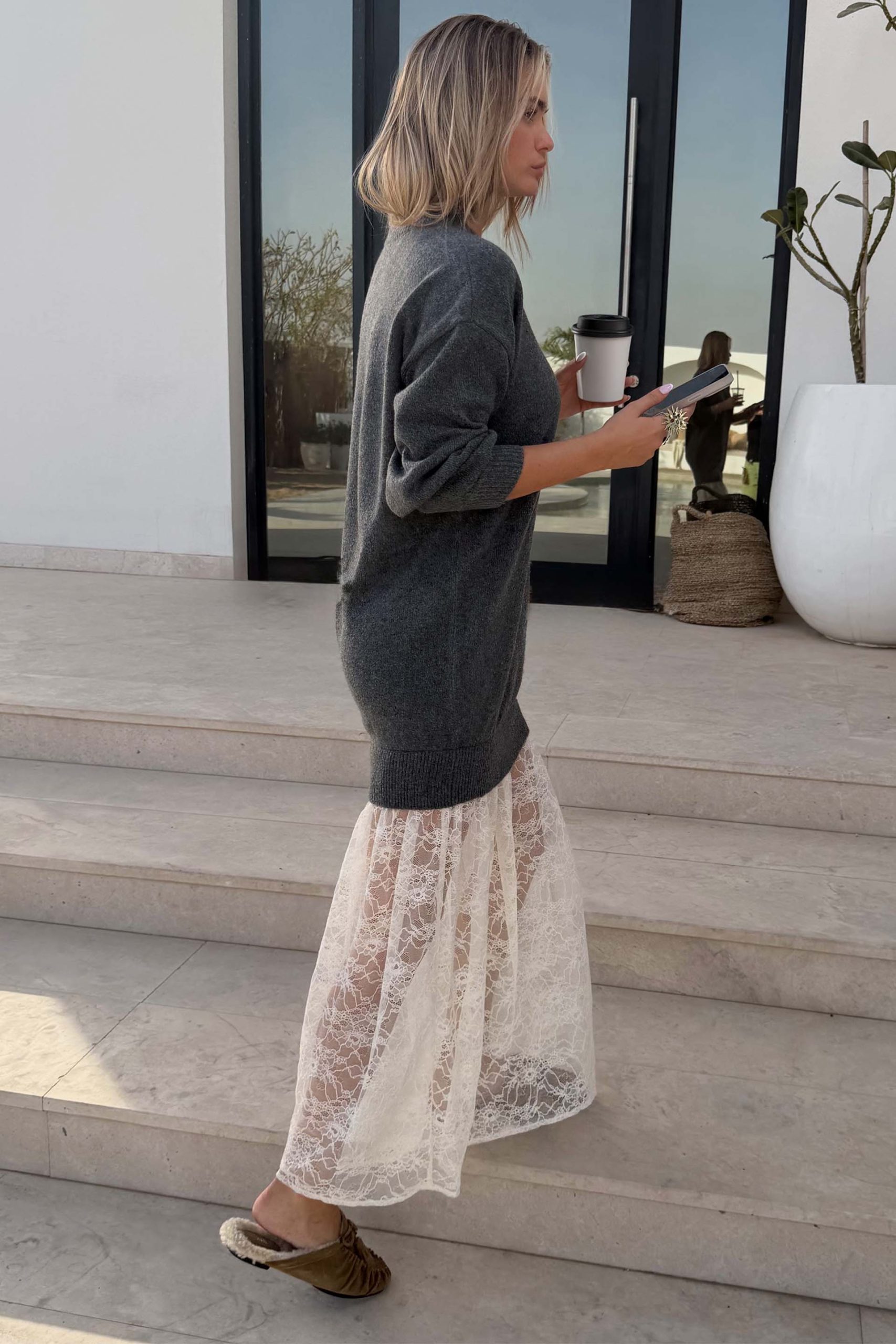 7546-grey-knit-jumper-dress-with-sheer-lace-skirt-9.jpg Grey Knit Jumper Dress with Sheer Lace Skirt