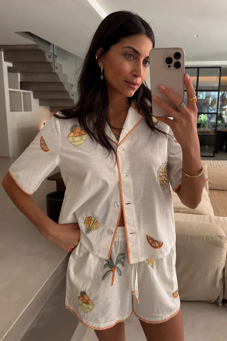7554-cream-embroidered-button-through-shorts-set-3.webp Cream Embroidered Button Through Shorts Set