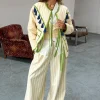 Butter Yellow Stripe Quilted Jacket