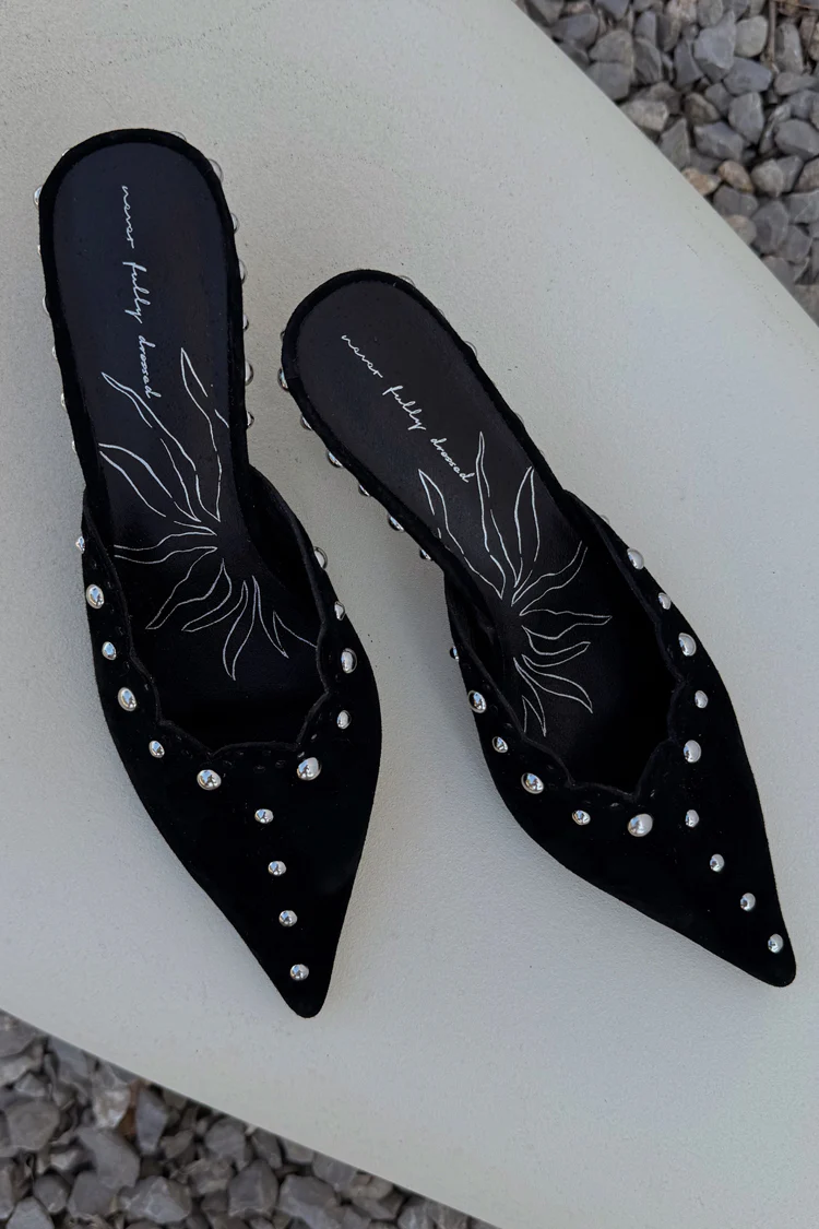 7663-black-suede-mules-with-silver-studs-3.webp Black Suede Mules with Silver Studs