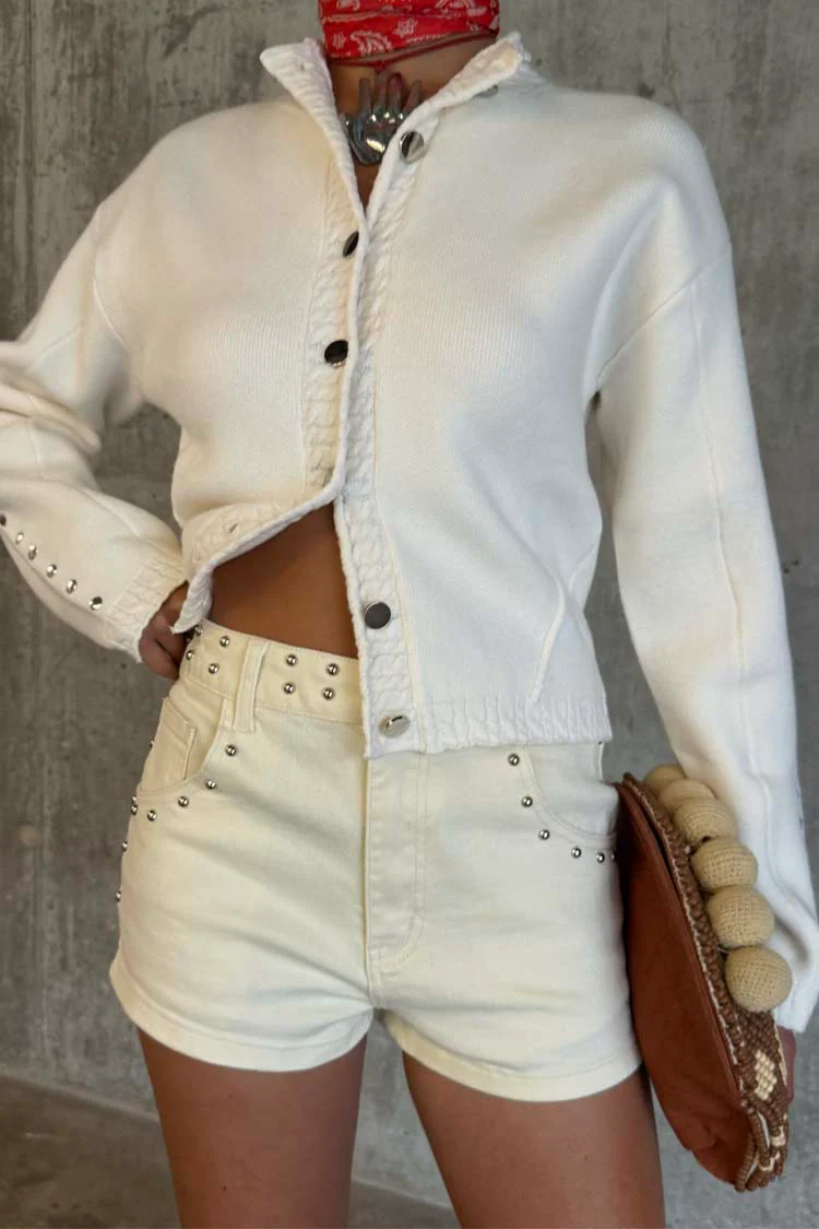 7698-dir-1679091c5a88-6-variation-2.webp Ecru Studded Hot Pant