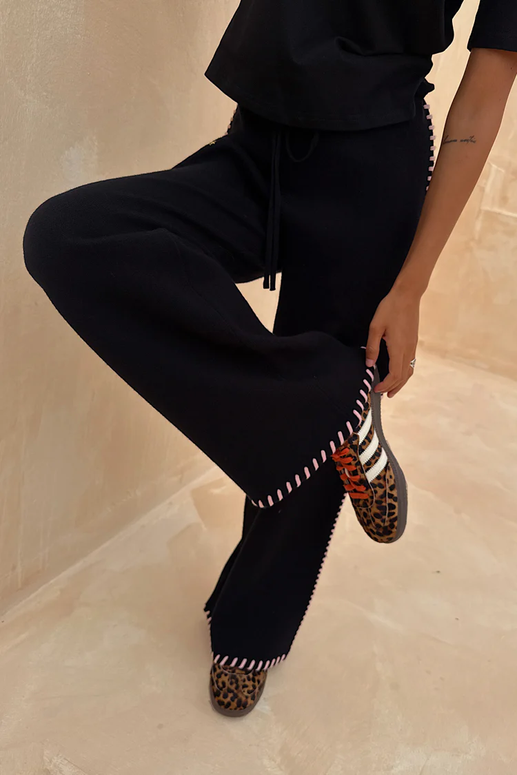 Black Night Garden Knit Jogger