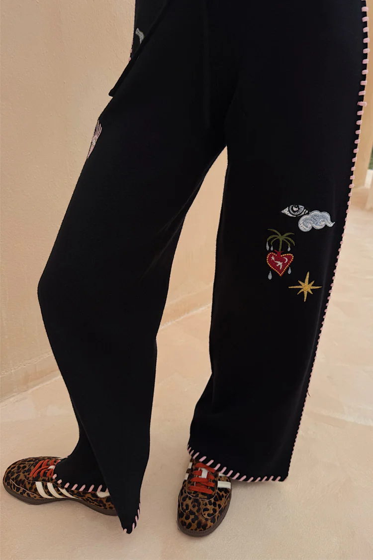 Black Night Garden Knit Jogger