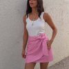 7738-pink-vegan-leather-mini-jaspre-skirt-2.jpg Pink Vegan Leather Mini Jaspre Skirt