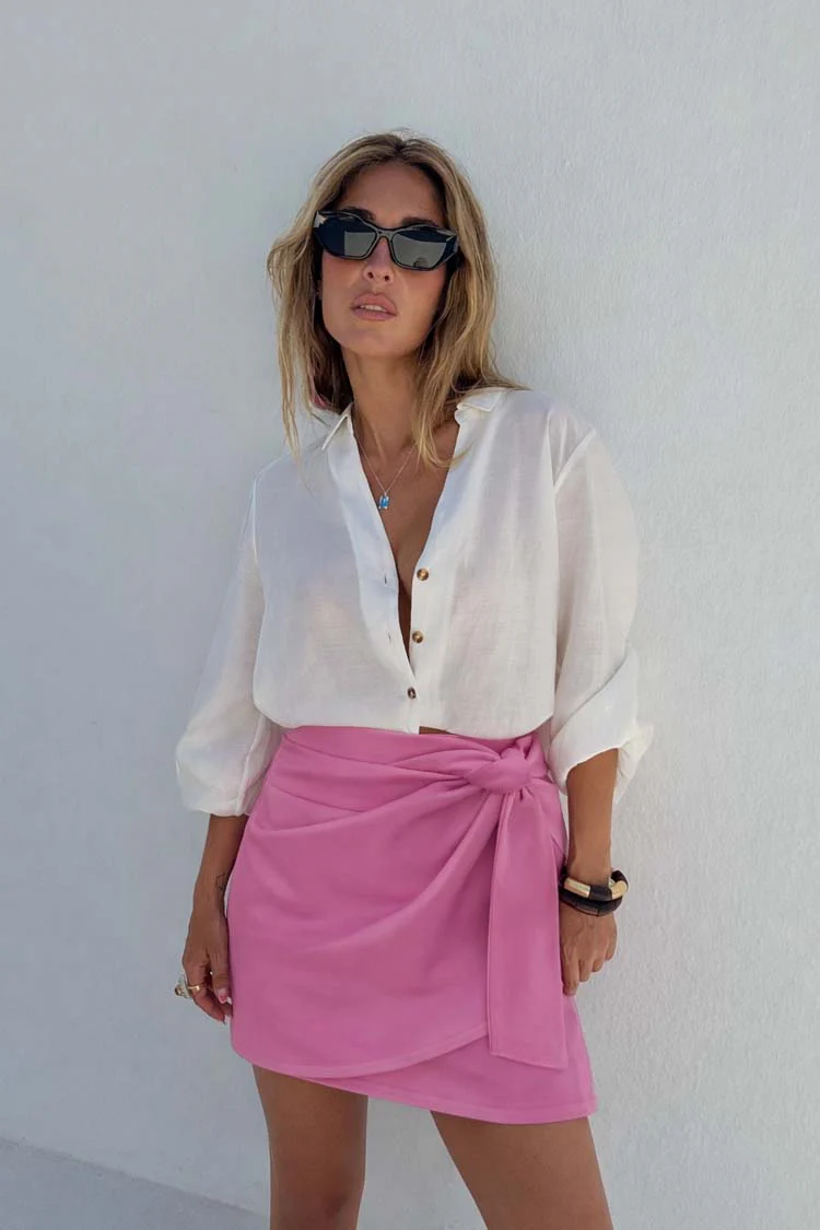 7738-pink-vegan-leather-mini-jaspre-skirt-3.webp Pink Vegan Leather Mini Jaspre Skirt
