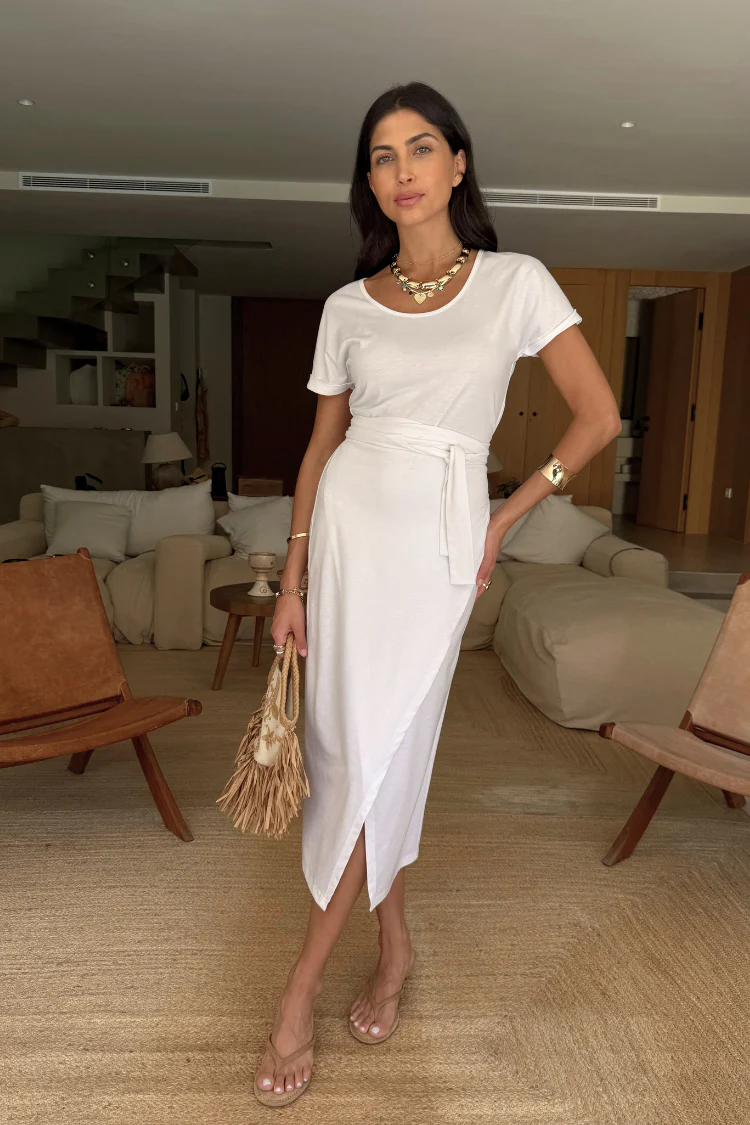 White Jesse Jersey Wrap Dress