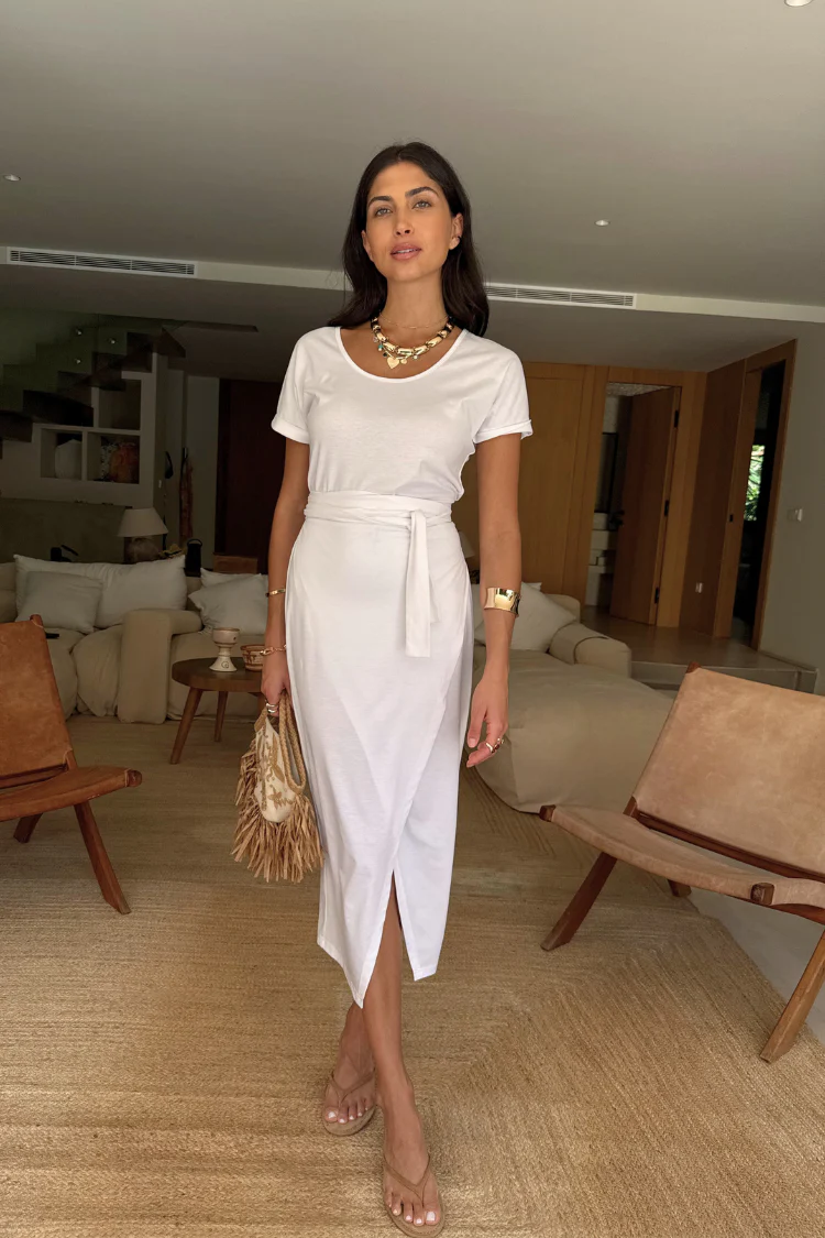 White Jesse Jersey Wrap Dress