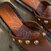 Tan Leather Stud Sandals
