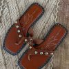 Tan Leather Stud Sandals