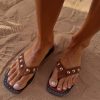 Tan Leather Stud Sandals