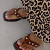 Tan Leather Stud Sandals