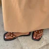 Tan Leather Stud Sandals