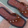 Tan Leather Stud Sandals