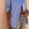 Blue Stripe Foldover Blazer