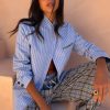 Blue Stripe Foldover Blazer