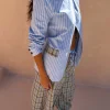 Blue Stripe Foldover Blazer
