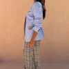 Blue Stripe Foldover Blazer