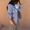 Blue Stripe Foldover Blazer