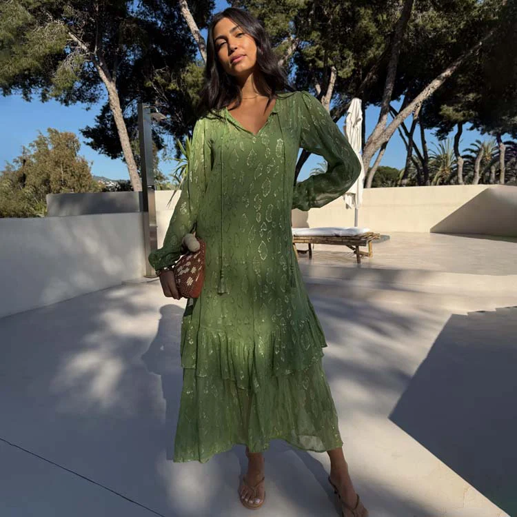 8220-green-jacquard-harmony-dress-petite-1.webp Green Jacquard Harmony Dress Petite