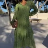8220-green-jacquard-harmony-dress-petite-2.webp Green Jacquard Harmony Dress Petite