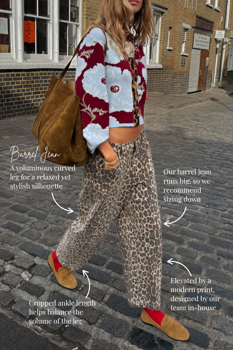 Leopard Barrel Jeans Petite