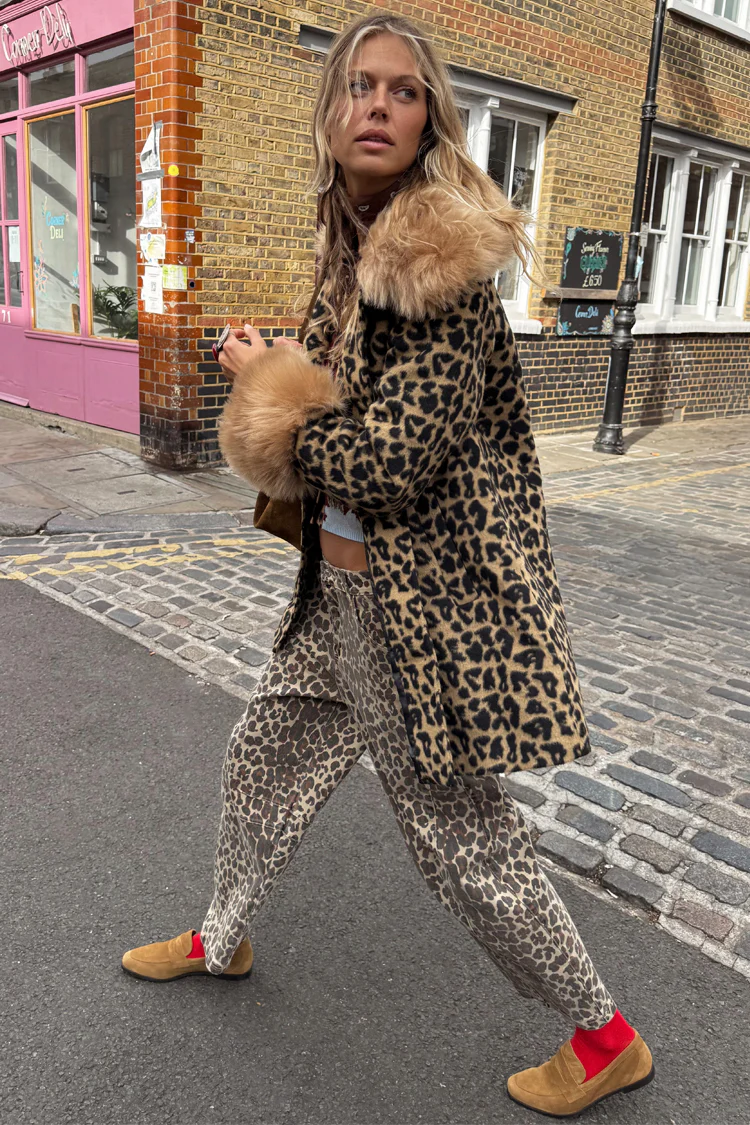 Leopard Barrel Jeans Petite
