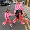 Kids Red and Pink Bandana Knitted Set
