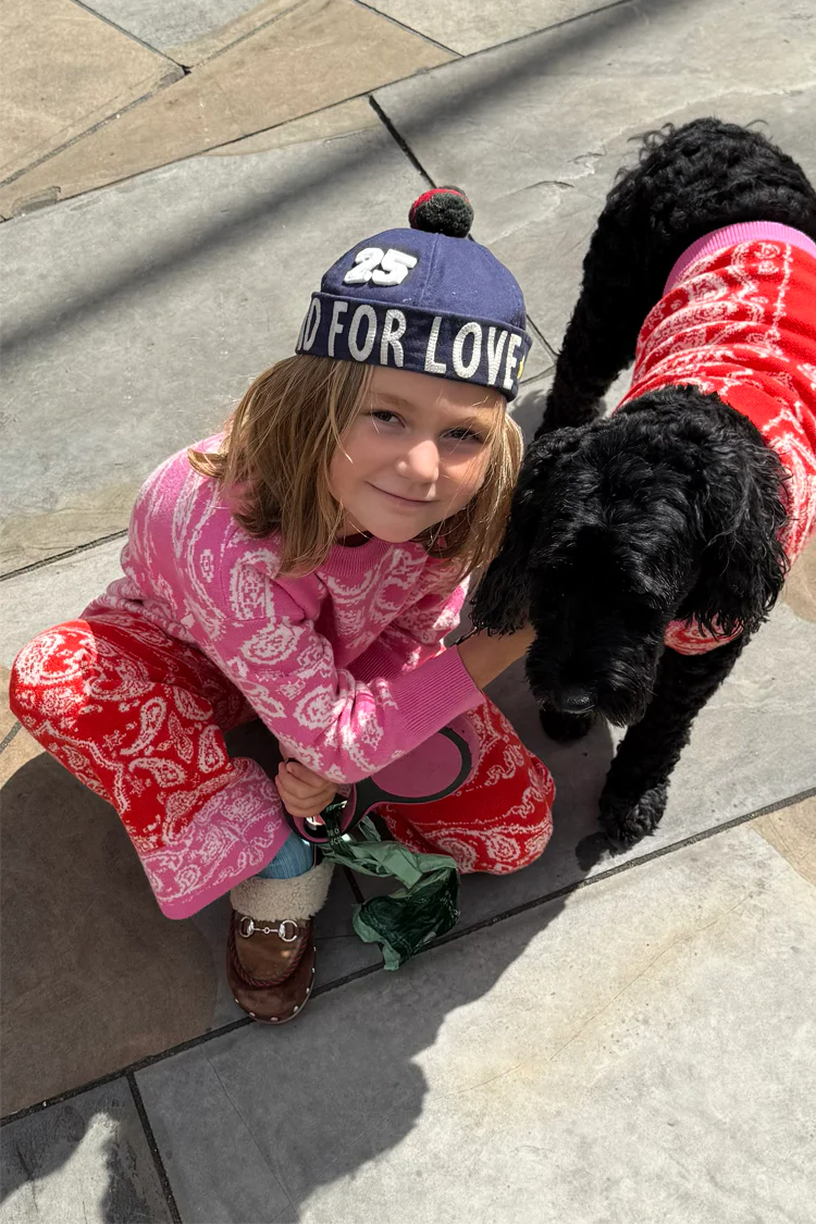 Kids Red and Pink Bandana Knitted Set