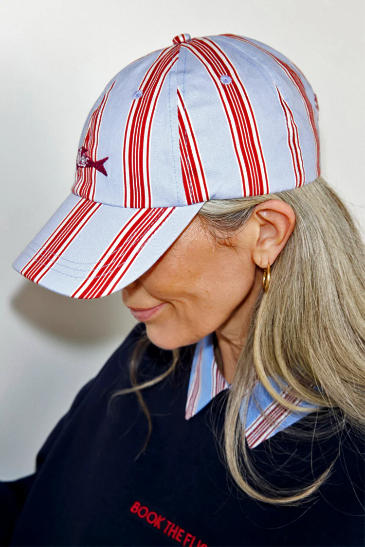 8398-blue-cotton-stripe-cap-with-fish-embroidery-4.webp Blue Cotton Stripe Cap with Fish Embroidery