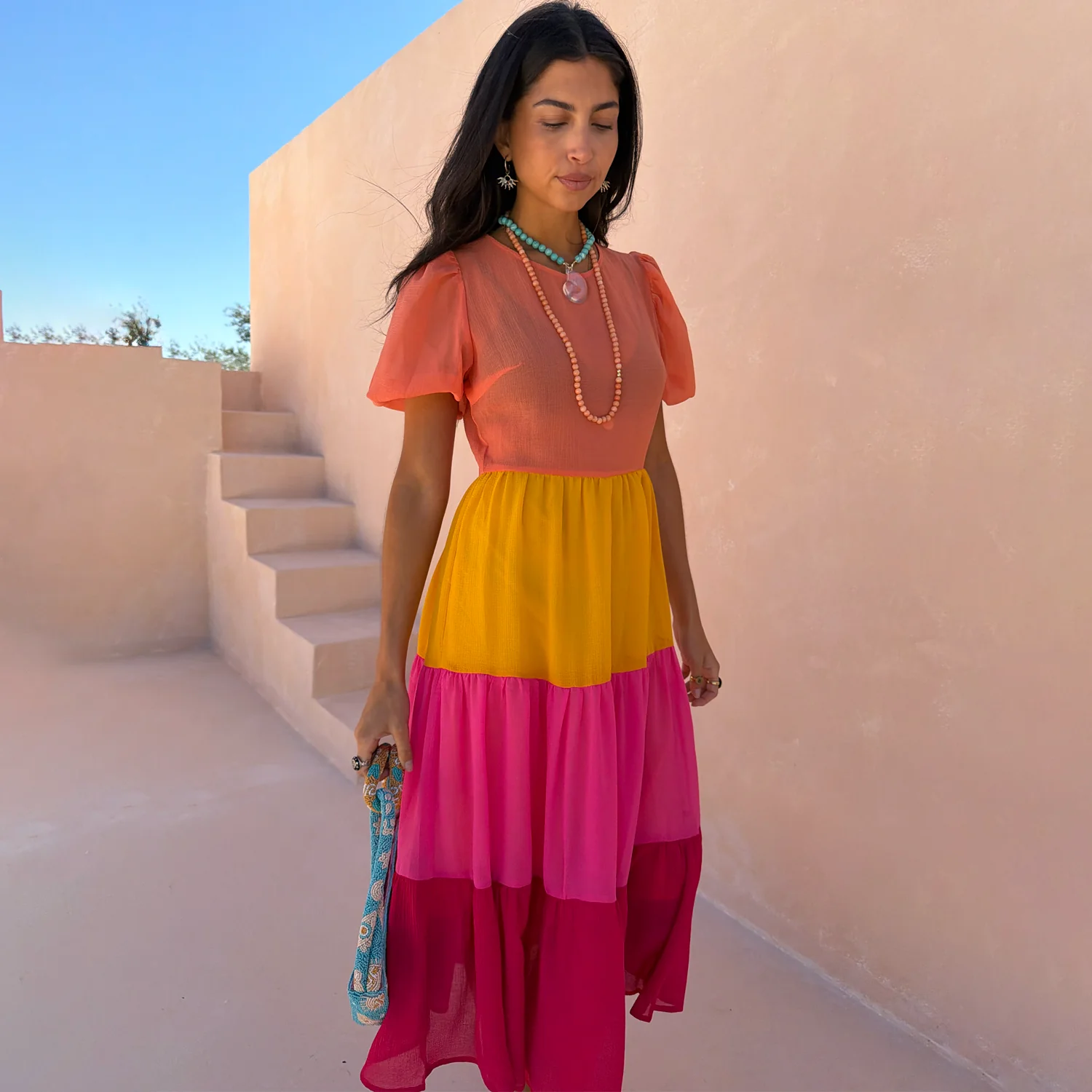 8400-tiered-orange-and-pink-abigail-dress-petite-1.webp Tiered Orange and Pink Abigail Dress Petite