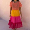 Tiered Orange and Pink Abigail Dress Petite