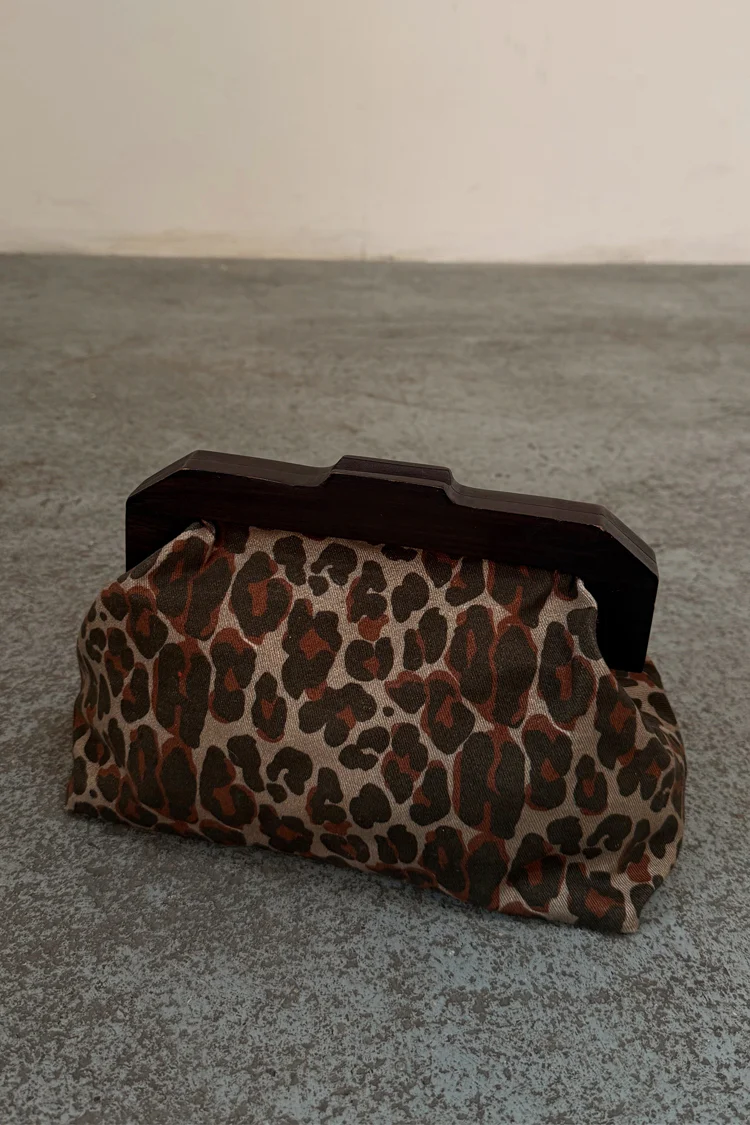 Lucia Leopard Denim Bag