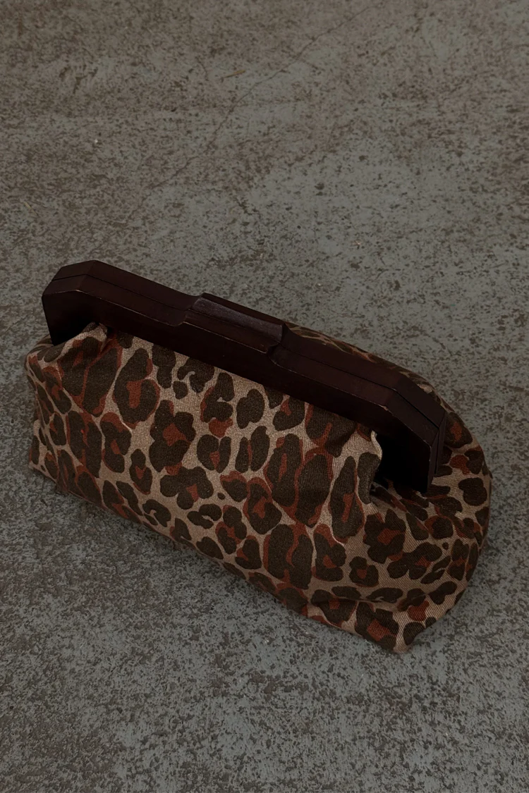 Lucia Leopard Denim Bag