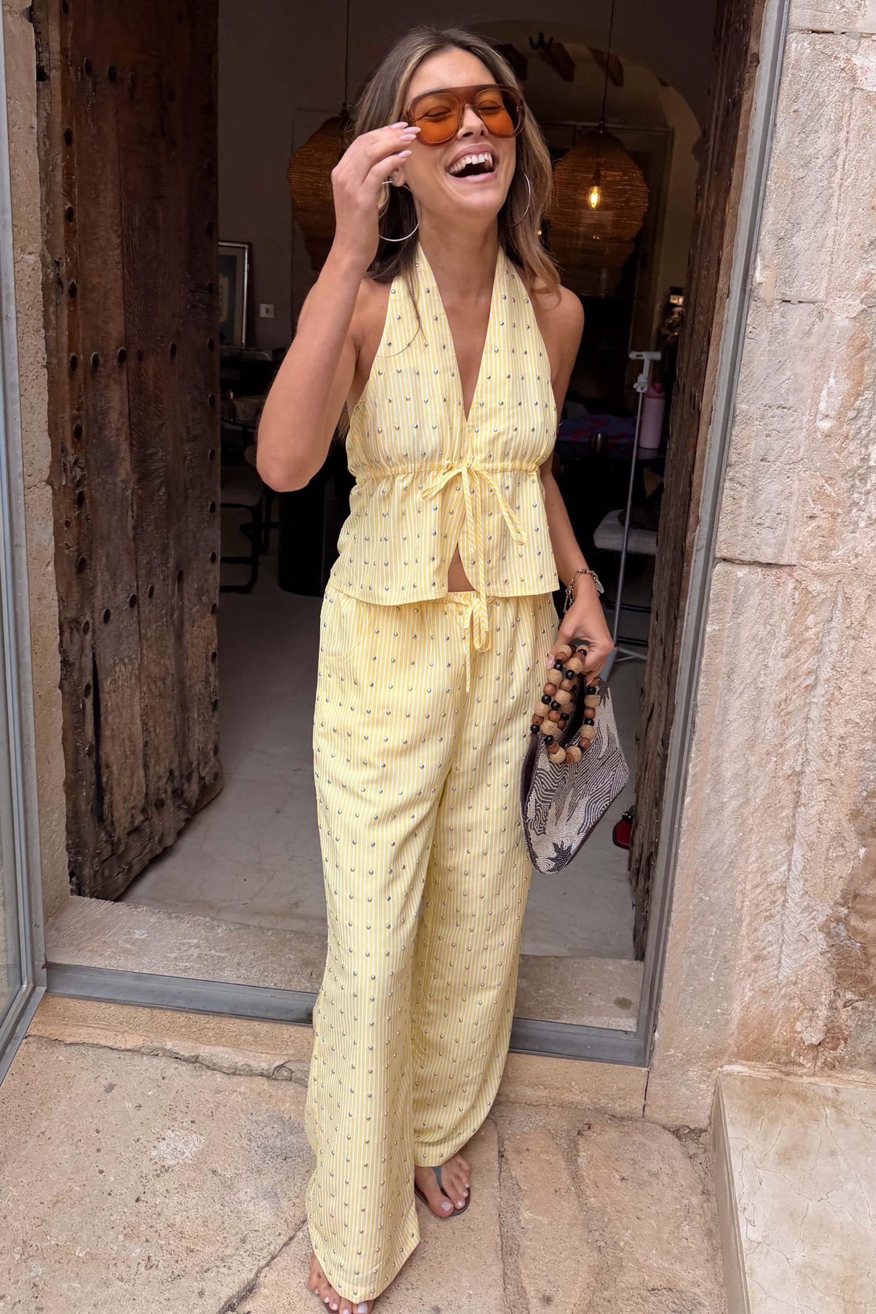 974-lemon-pinstripe-studded-ellie-trousers-6.jpg Lemon Pinstripe Studded Ellie Trousers
