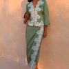 Green Lace Wrap Midi Skirt